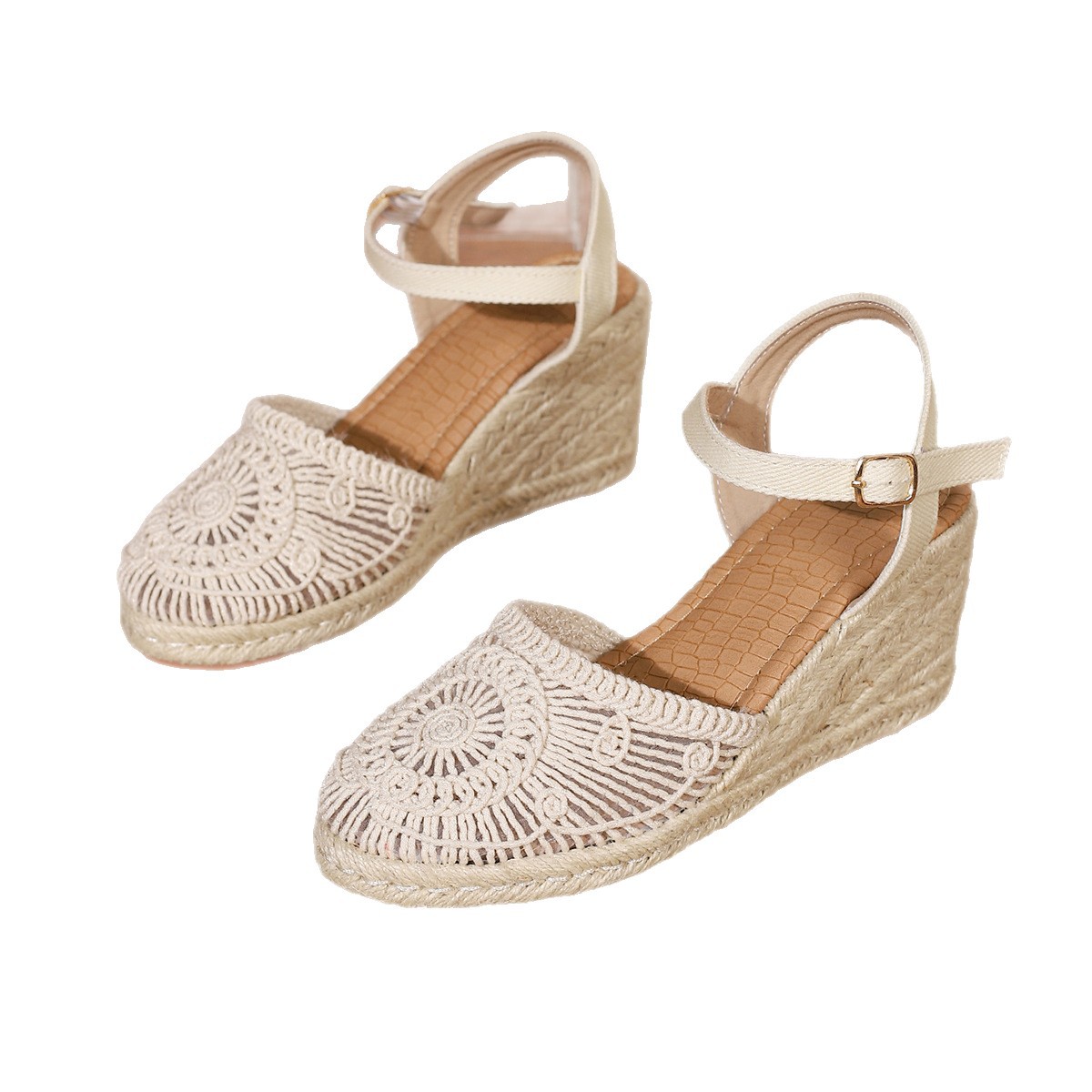 Comercio exterior transfronterizo Baotou sandalias 2026 nuevo Amazon moda caliente universal gran hebilla aumento de altura zapatos huecos