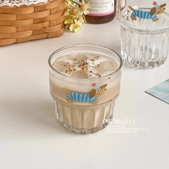 Ins風グラス家庭用耐高温カップかわいい高ホウ素シリコン朝食カップコーヒー牛乳ジュースカップ