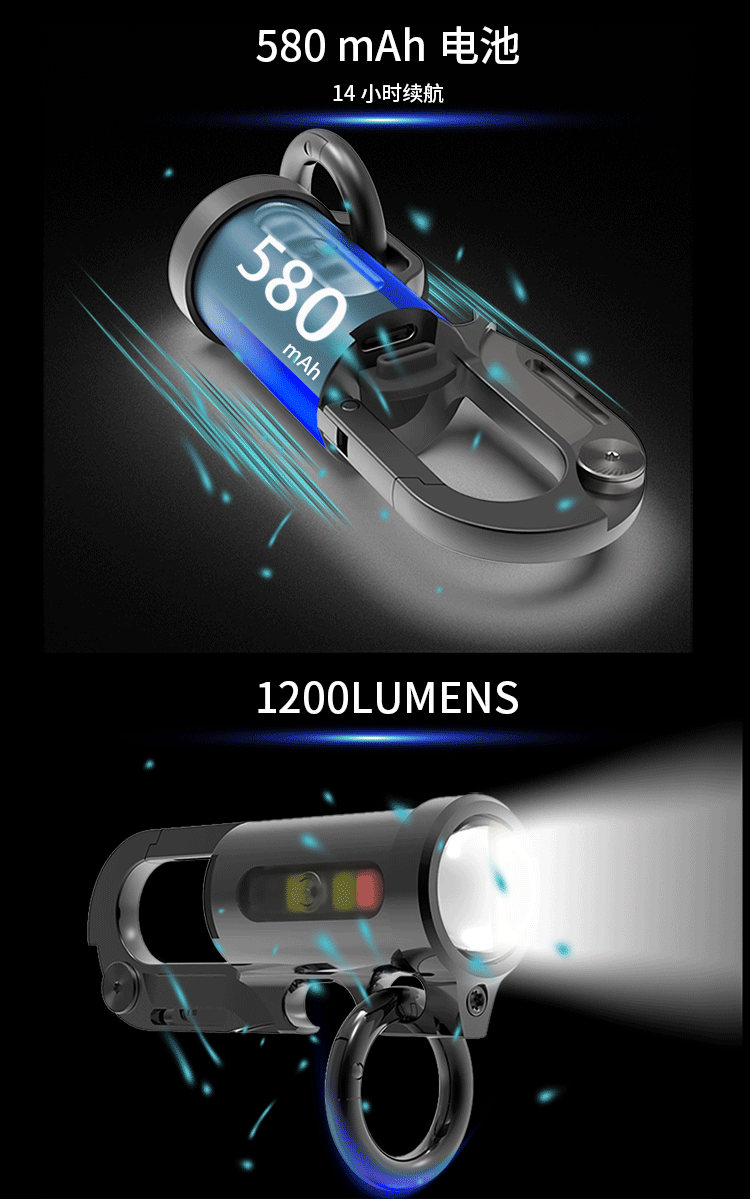 Keychain Flashlight Strong Light Illumination Lamp Floodlight Multifunctional Portable Mini Light Pro Model
