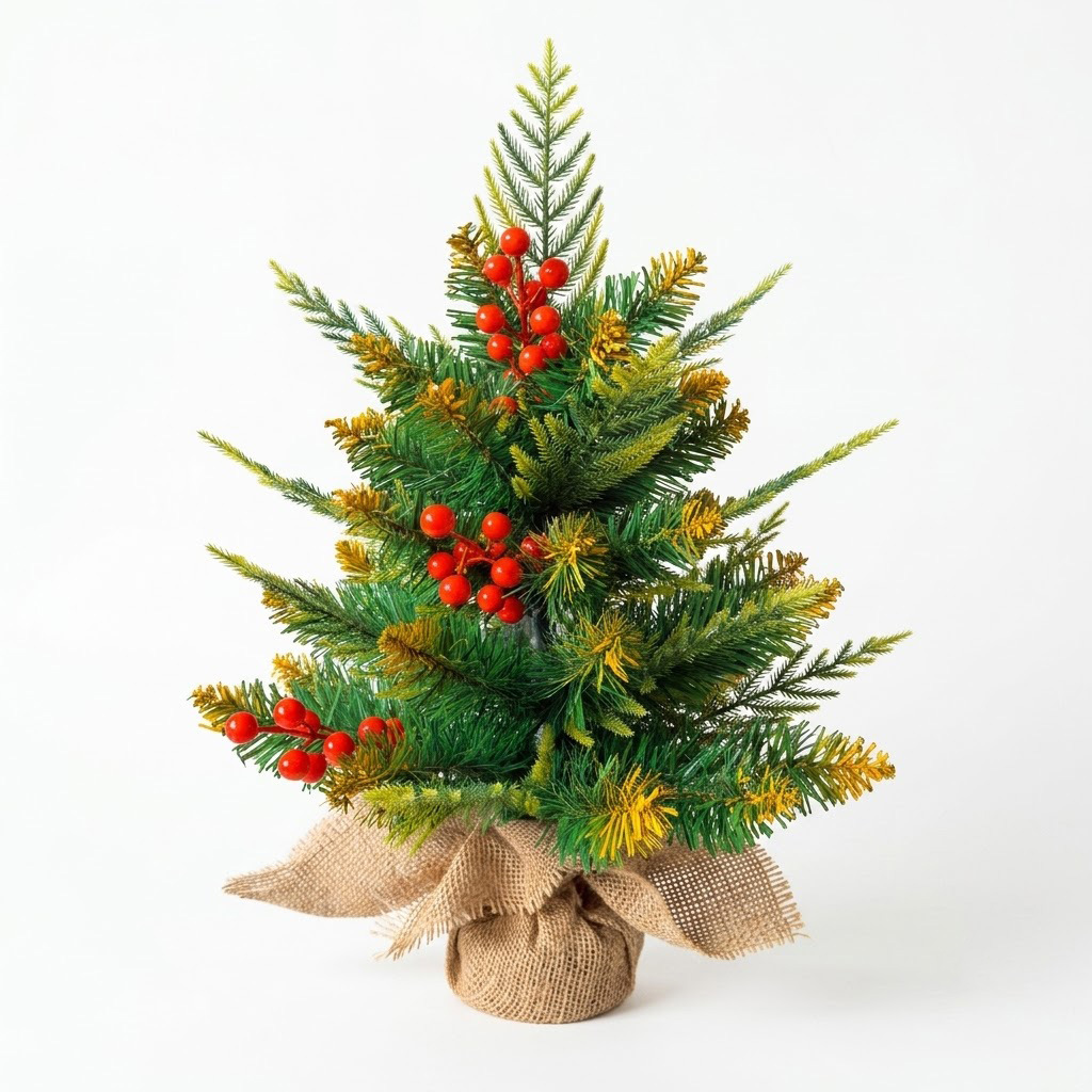Amazon mezcla de árbol de Navidad mezclado aguja de pino 45 / 60CM árbol de Navidad más fruta roja decoración de Navidad