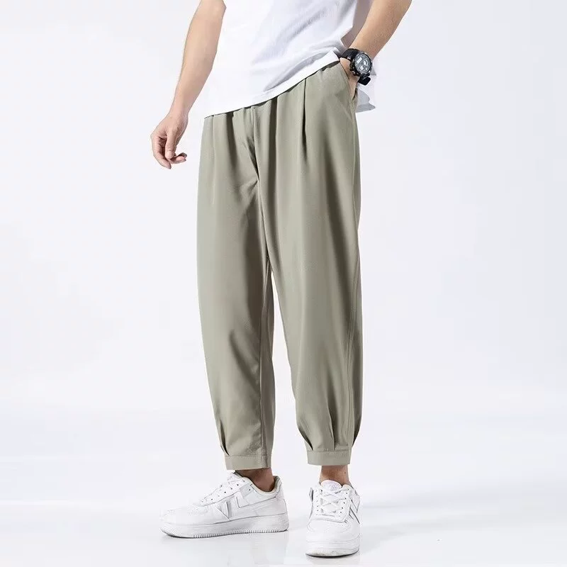 Silk summer thin trend trousers, loose fit, oversize