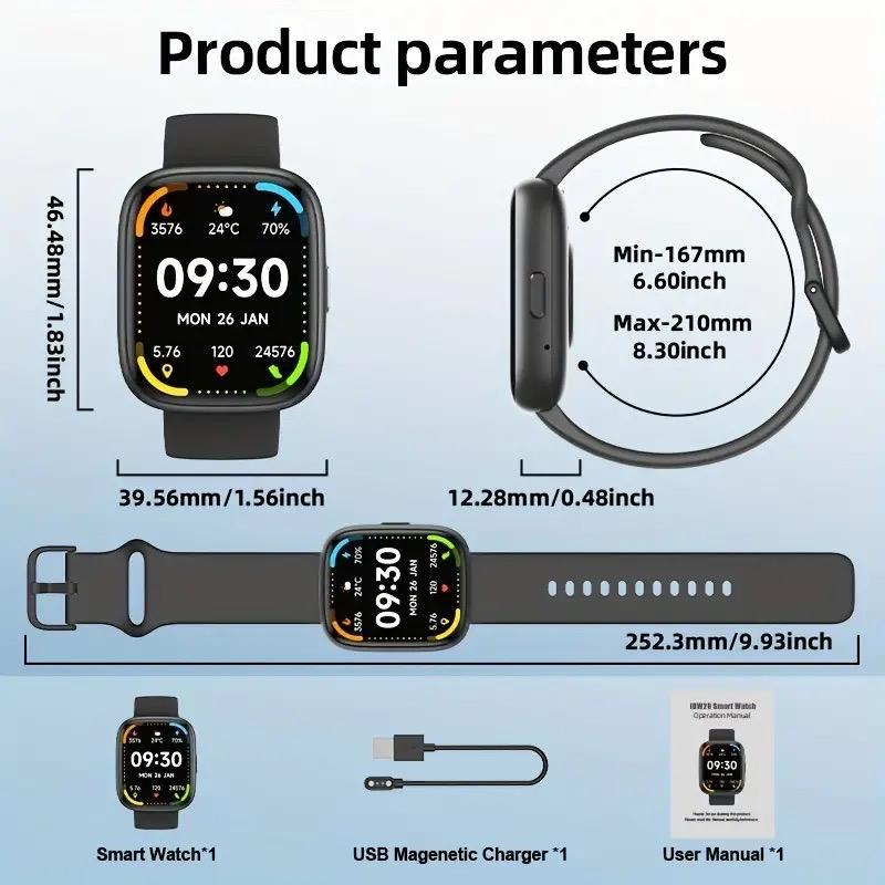 Dam smartklocka med bluetooth samtal och hälsomonitor amoled skärm_voghion.com