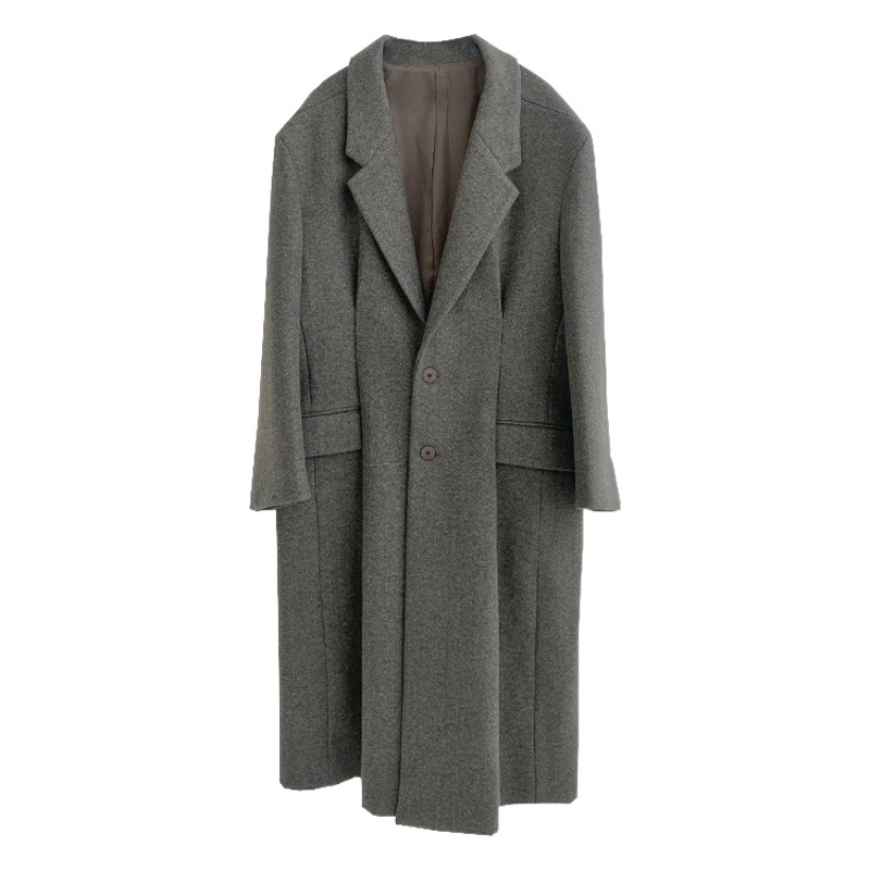 ASCLO invierno Nueva engrosada abrigo de lana caliente casual de los Hombres estilo Coreano nicho diseño largo abrigo de solapa