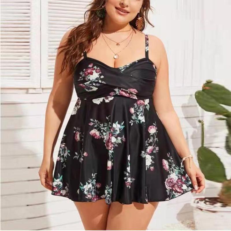 Mujeres Flor Juego De 2 Piezas Traje De Baño De Talla Grande Traje De Baño display picture 3