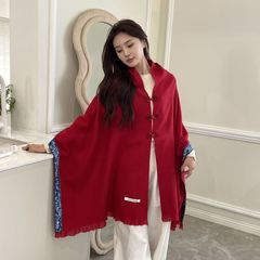 巨柔软2025新款纯色围巾女冬季加厚披肩两用情侣针织保暖围脖百搭