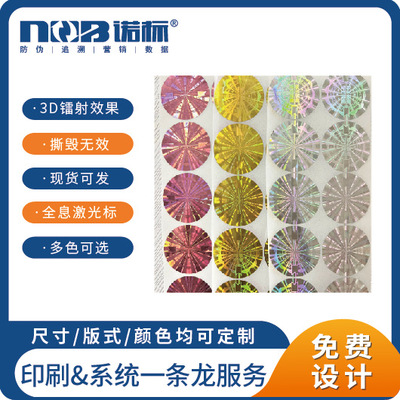 Manufactor goods in stock currency Laser marking disposable Tear up Invalid Laser marking Holographic Circular Multicolor Laser marking