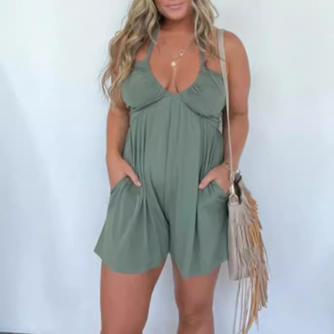 European and American Foreign Trade Cross-Border New Fashion Casual Women's Jumpsuits Amazon Popular Casual Suspender Jumpsuits for Women