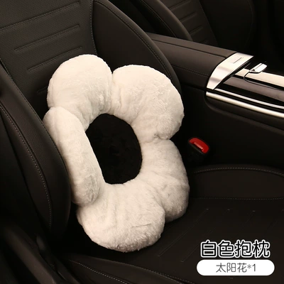 Seat cushion, seat cover: and white cute women's car seat - white-1-flower-pillow