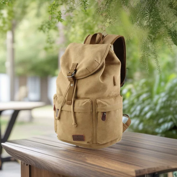 Vintage Canvas Backpack for Men, Fashionable School Bag, Laptop Bag, Large Capacity for Hiking and Travel ✔ Portable and lightweight