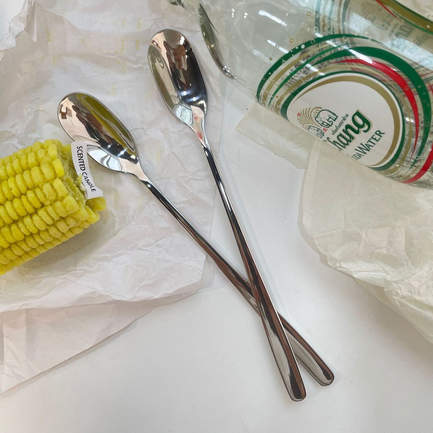 Cuchara de café en acero inoxidable con mango largo para postre_voghion.com