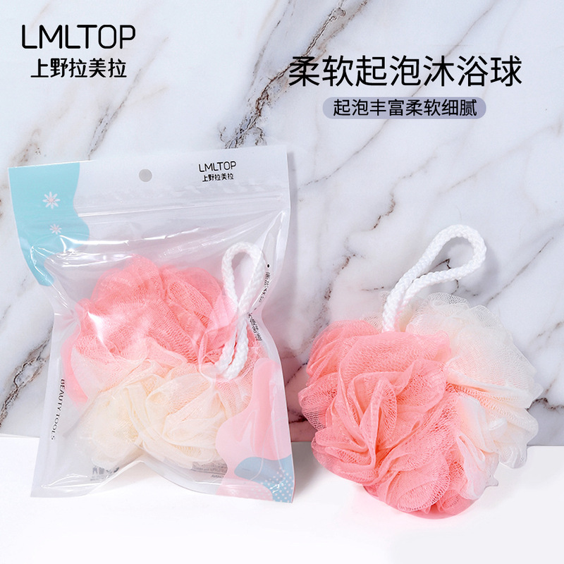 LMLTOP two-color bath ball can be hung foaming soft bath flower bath rub back bath ball wholesale C066