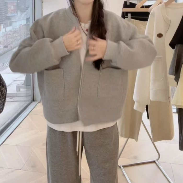 小个子春季简约百搭棒球服外套女早春正流行2025新款宽松圆领开衫|undefined