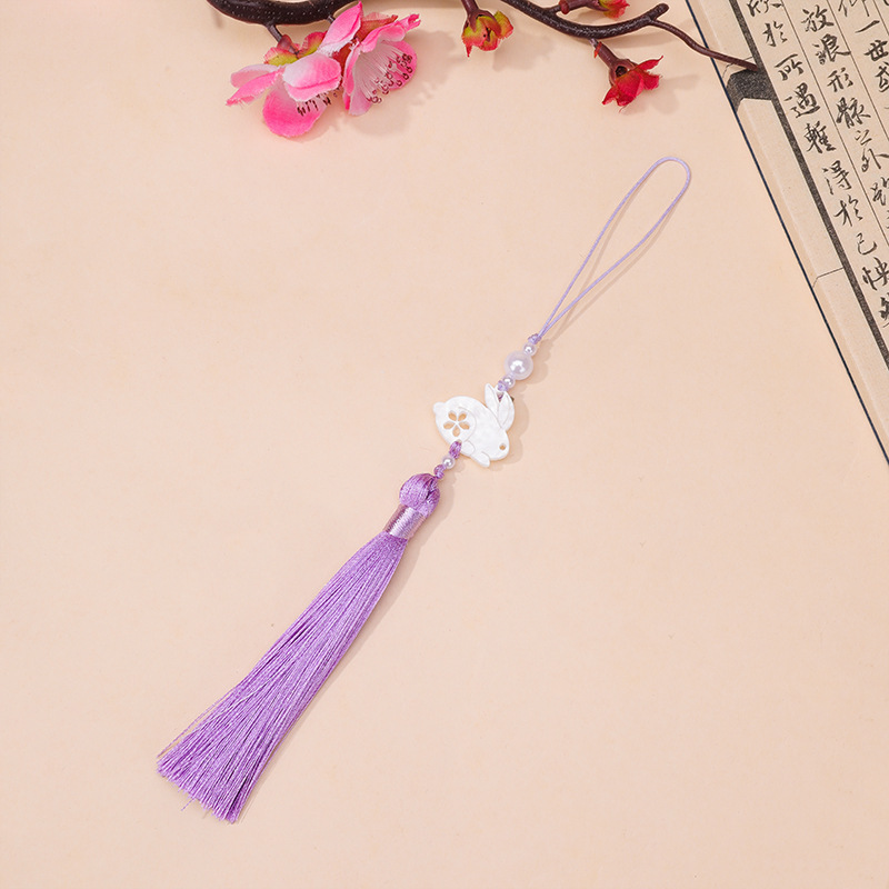 中秋节醋酸白玉兔子流苏流苏吊坠古风汉服旗袍腰佩压襟服装辅料|undefined