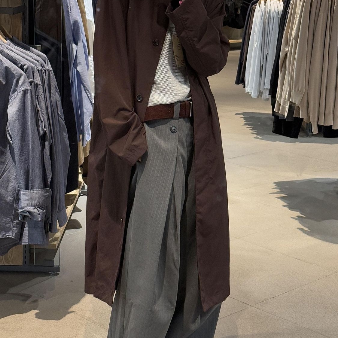 Extremely Stylish Brown Mid-length Trench For Women, 2026 New Casual Korean-style Loose Coat_voghion.com