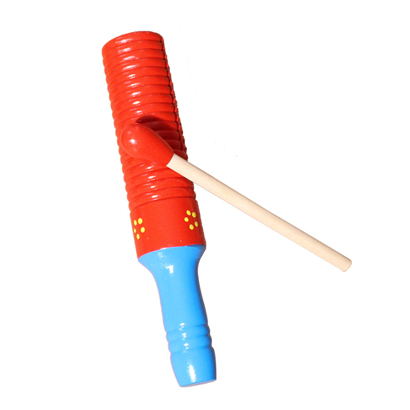 Pescado de madera creativo con hilo educación temprana juguetes educativos de madera solo tubo de sonido niños bebé golpeando instrumento de percusión