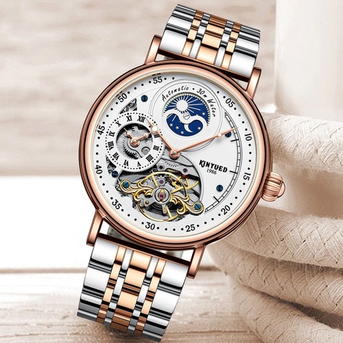 KINYUED Chinese style fully automatic mechanical watch hollow men's watch fashion mechanical watch multifunctional men's watch
