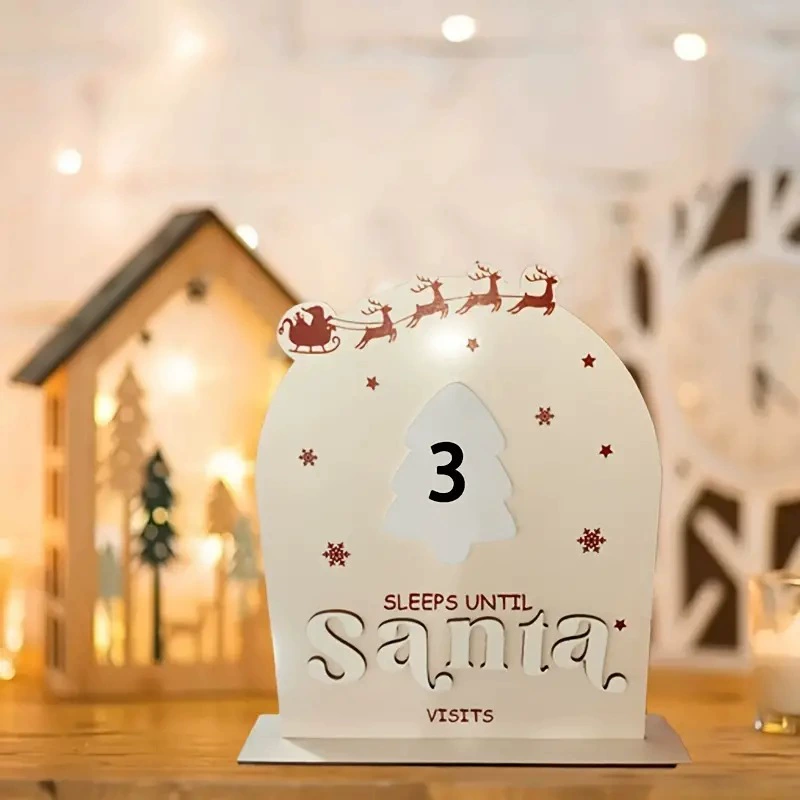 Трансграничный новый календарь Санта-Клауса обратный отсчет деревянных рождественских украшений для настольных деревянных поделок