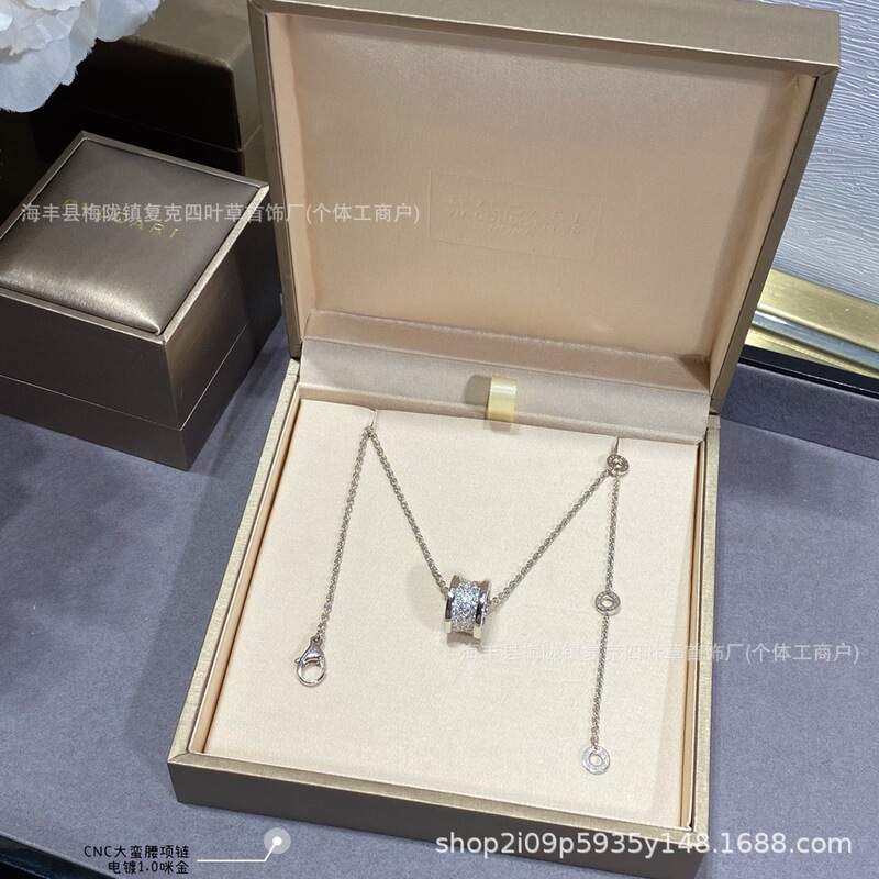 宝格弹簧项链小红人同款陶瓷边钻大小蛮腰V金CNC精工925银厚镀18K|undefined