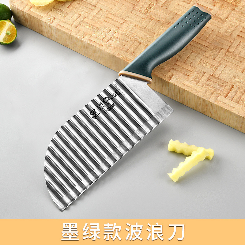 304不锈钢波纹刀家用狼牙土豆刀具洋芋花式波浪刀金丝薯条刀|undefined