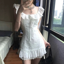 白色连衣裙短款女夏漂亮掐腰初恋系小白裙子夏日绝美超好看小洋裙