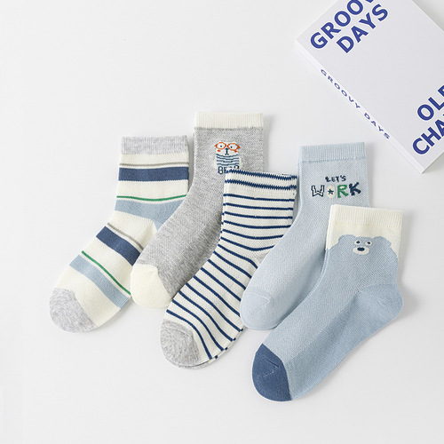 Children's socks for boys with six fingers, for spring and summer, cotton, suitable for middle-aged and small children, students, sports, mid-calf socks