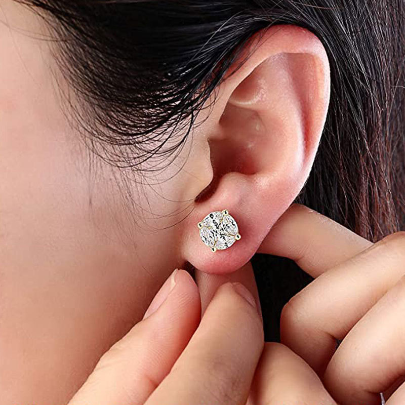 Zircon Stud Earrings Multicolour Crystal Temperament Jewellery_voghion.com