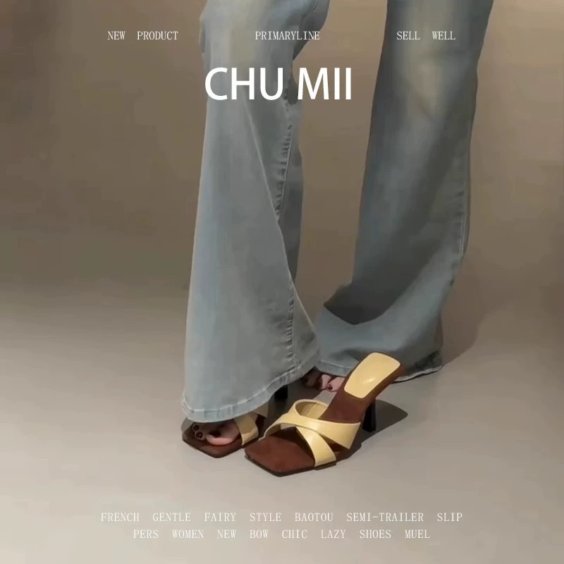 Версия из овчины ~ женские босоножки на высоком каблуке-шпильке во французском стиле ретро с квадратным носком и перекрестными ремешками, элегантные нишевые босоножки с открытым носком