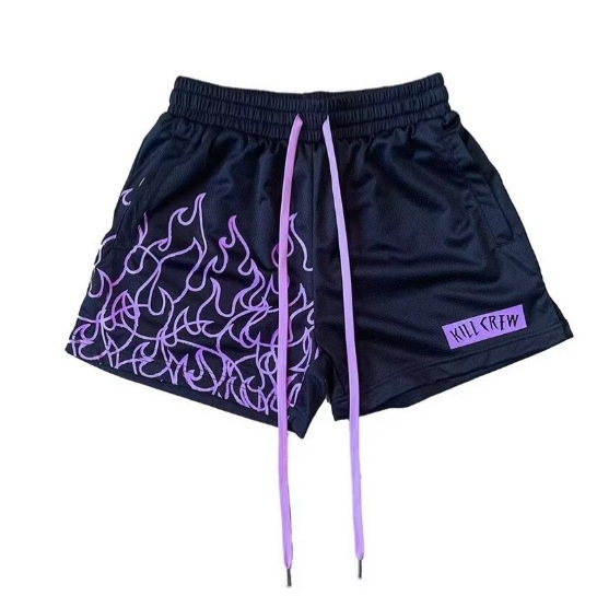 Summer American-Style Letter-Print Mesh Breathable Quarter-Length Shorts for Men, Casual Training, Fitness, Basketball, Knee-Length Shorts Summer American-Style Letter-Print Mesh Breathable Quarter-Length Shorts for Men, Casual Training, Fitness, Basketball, Knee-Length Shorts