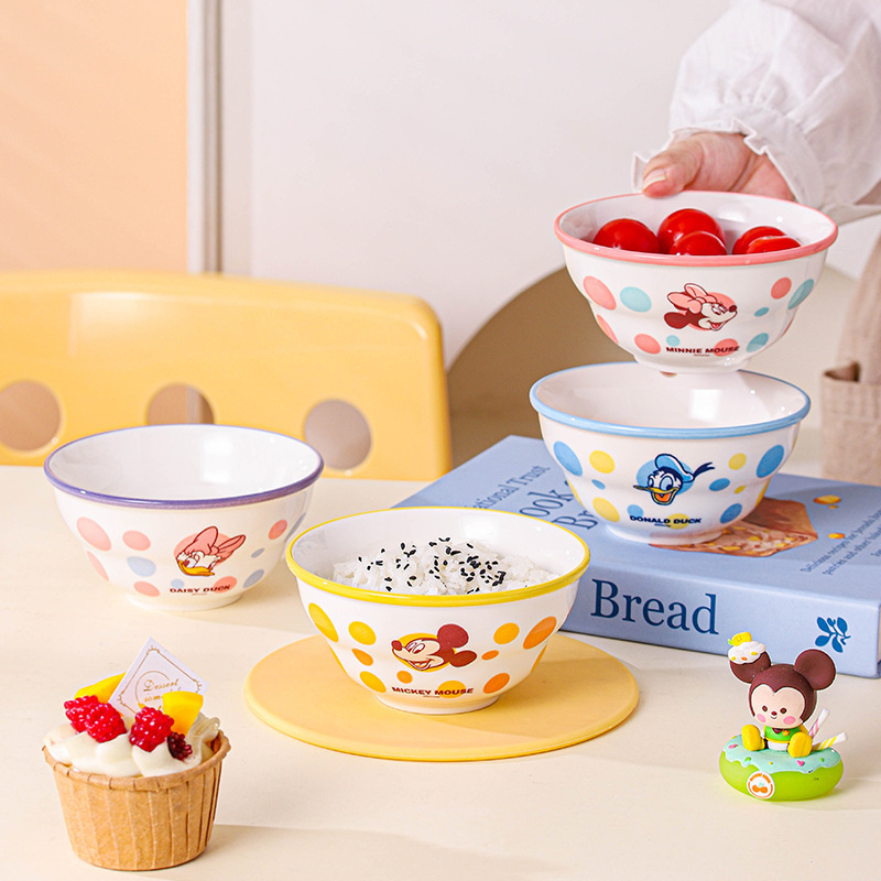 Disney Cartoon Ceramic Bowl, Large Capacity Children's Bowl, Shuyue Girls' Household Rice Bowl, Noodle Bowl, Officially Licensed