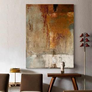 Hand-Painted Oil Painting Abstract Wabi-Sabi Style Living Room Hanging Painting Stereo Texture Entrance Decorative Painting High-End Retro B&B Mural