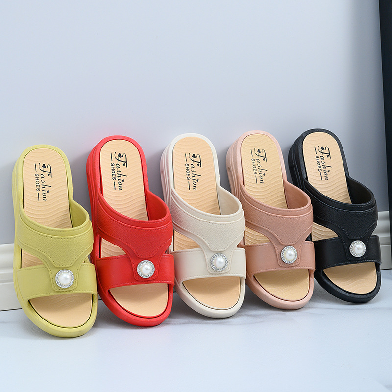 Women's Sandals New Style Thick-Soled Home Soft-Soled Fashionable High-Looking Chao Soft Non-Slip Korean Style Wedge-Heeled Slippers