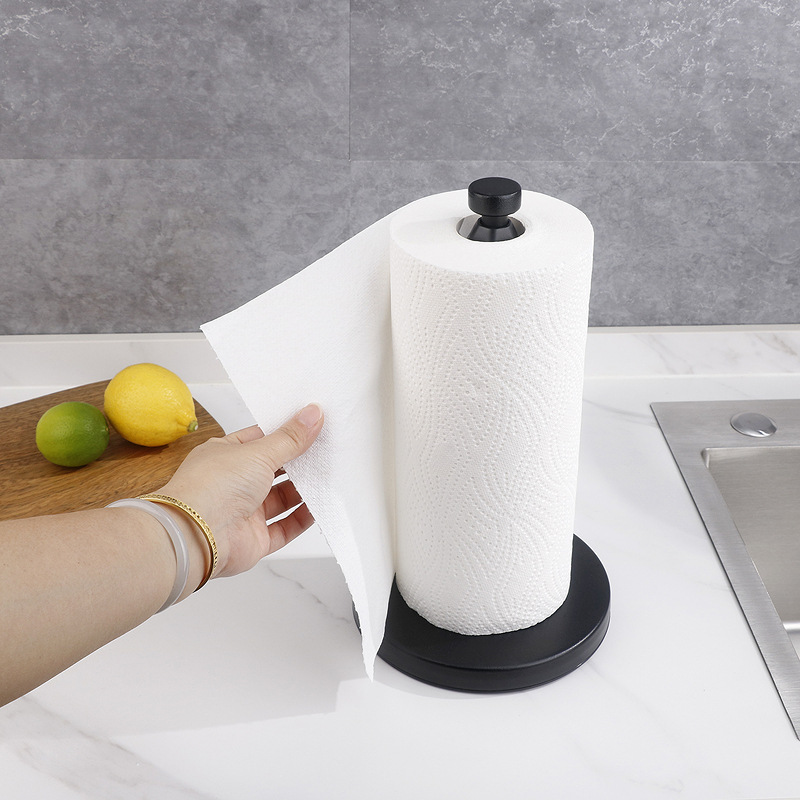 Cuadrado redondo de amortiguación soporte de tejido vertical mesa de comedor de acero inoxidable titular de tejido de cocina de escritorio sin perforar titular de papel de cocina