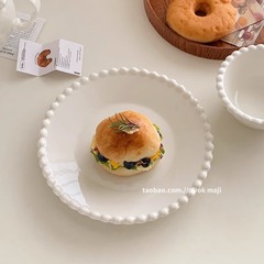 Ok maji韩国インスタ风ビーズオーダー皿家庭用高级感洋食ステーキパスタ皿デザートケーキ皿