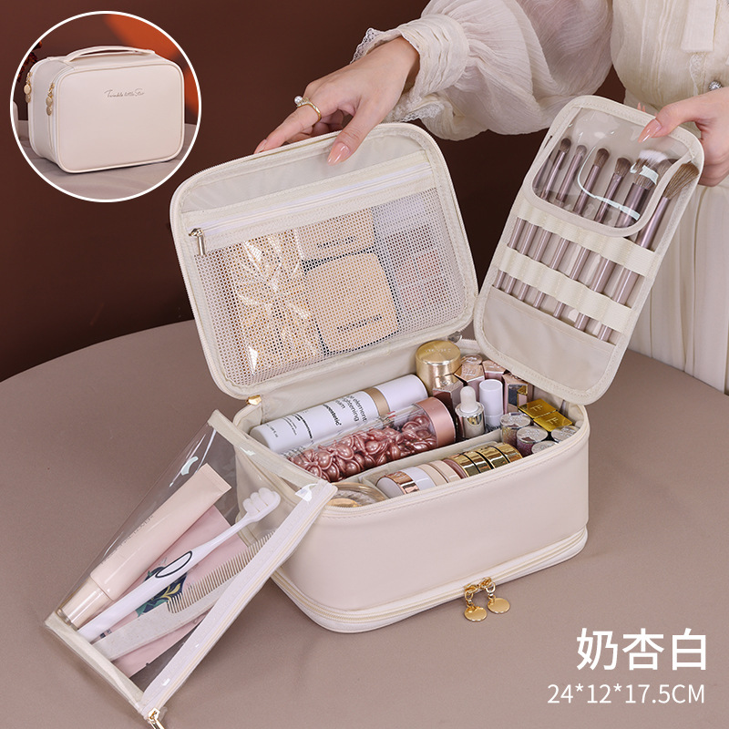 Insfeng doble capa multifuncional bolsa de maquillaje de viaje compartición portátil bolsa de almacenamiento de maquillaje bolsa de lavado grande