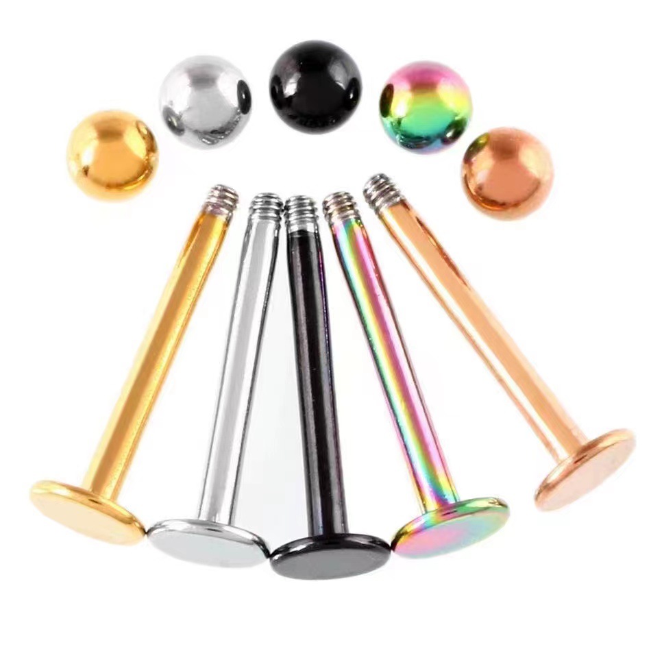 Multicolore dimple-studs voor lip oor en tong, body piercing_voghion.com