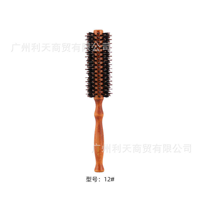 天然猪鬃毛滚梳内扣拉直滚梳美发梳木梳卷发梳实木毛滚梳子发廊梳|undefined