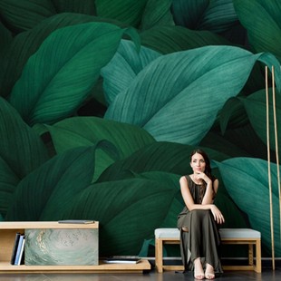 Southeast Asian Tropical Rainforest Sofa Tv Background Wall Wallpaper High-End Background Cloth Leaf Wall Cloth Wall Cloth