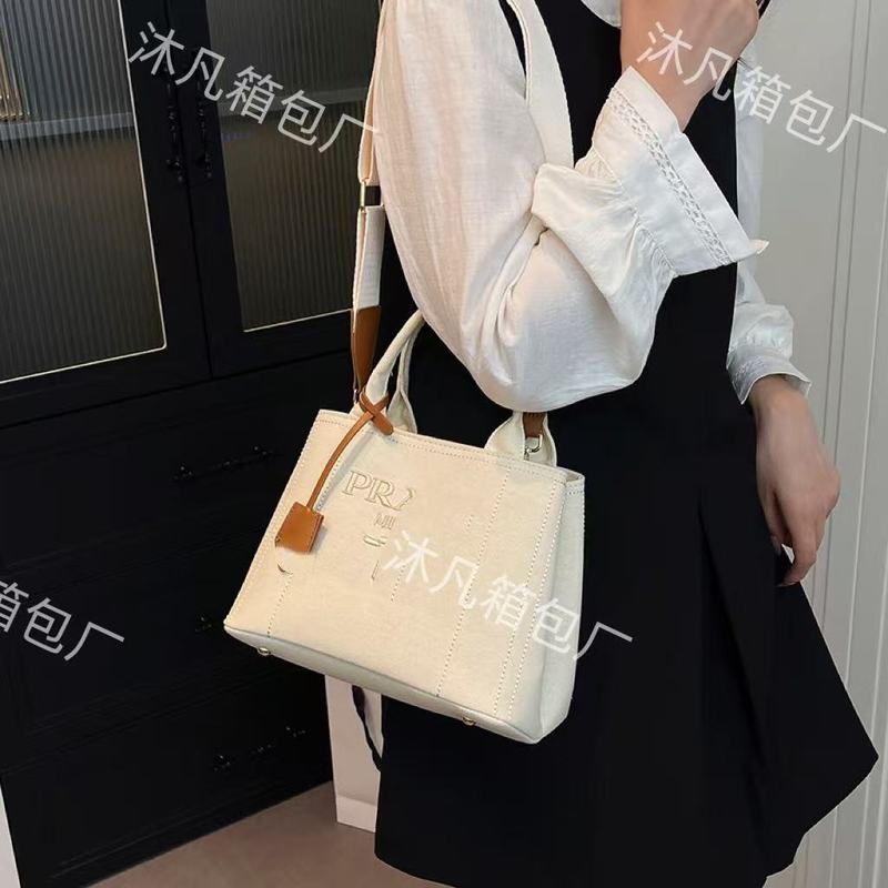 跨境欧美bags2025新款高版本简约绣线P家托特包单肩斜跨包手提包|undefined
