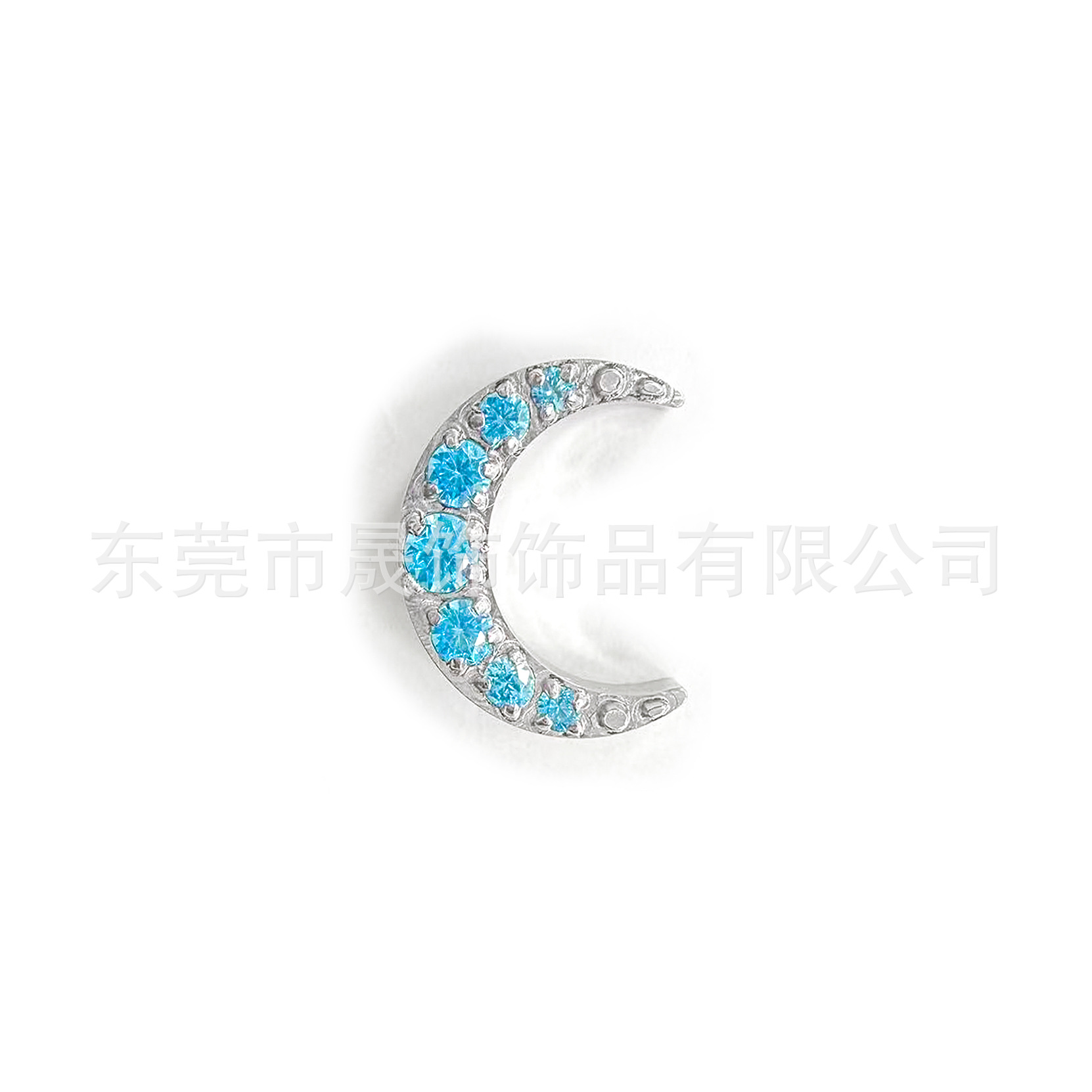 F136 Titanium Alloy Moon Ear Stud Studded 5A Cubic Zirconia 弯月 Helix Cartilage Stud G23 Titanium Internal Thread Labret Stud Piercing Jewelry