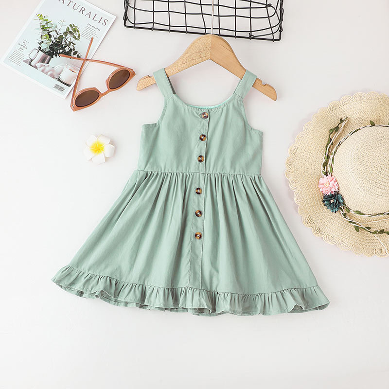 Summer Clothes Skirt Simple Little Girl Baby Solid Color Suspender Skirt display picture 1