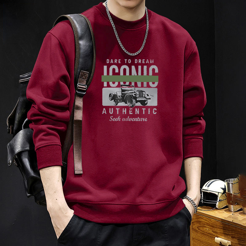 Pesado y camisa de cuello redondo para hombres nueva primavera y otoño marca de moda americana de manga larga chaqueta de otoño para hombres