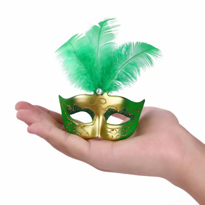 Máscara de plumas de princesa miniatura para disfraces, decoración de muñecas, juguete infantil, máscara pequeña, venta al por mayor
