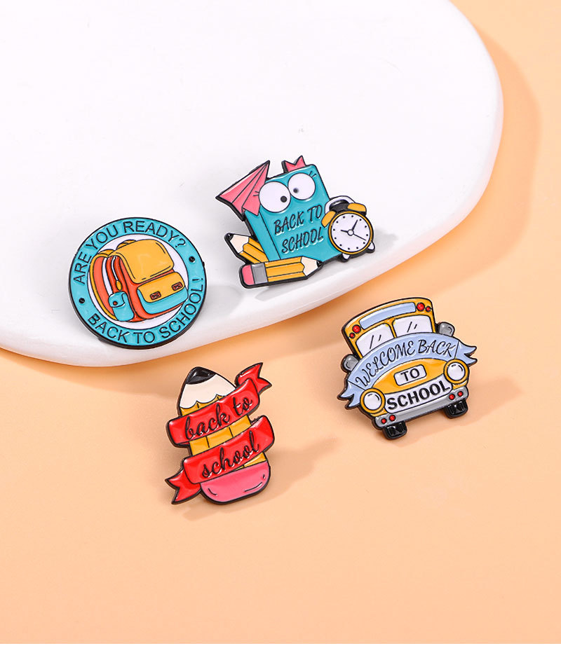 5g Weight Cute Pin Book Letter Pencil Alloy Enamel Unisex Brooches