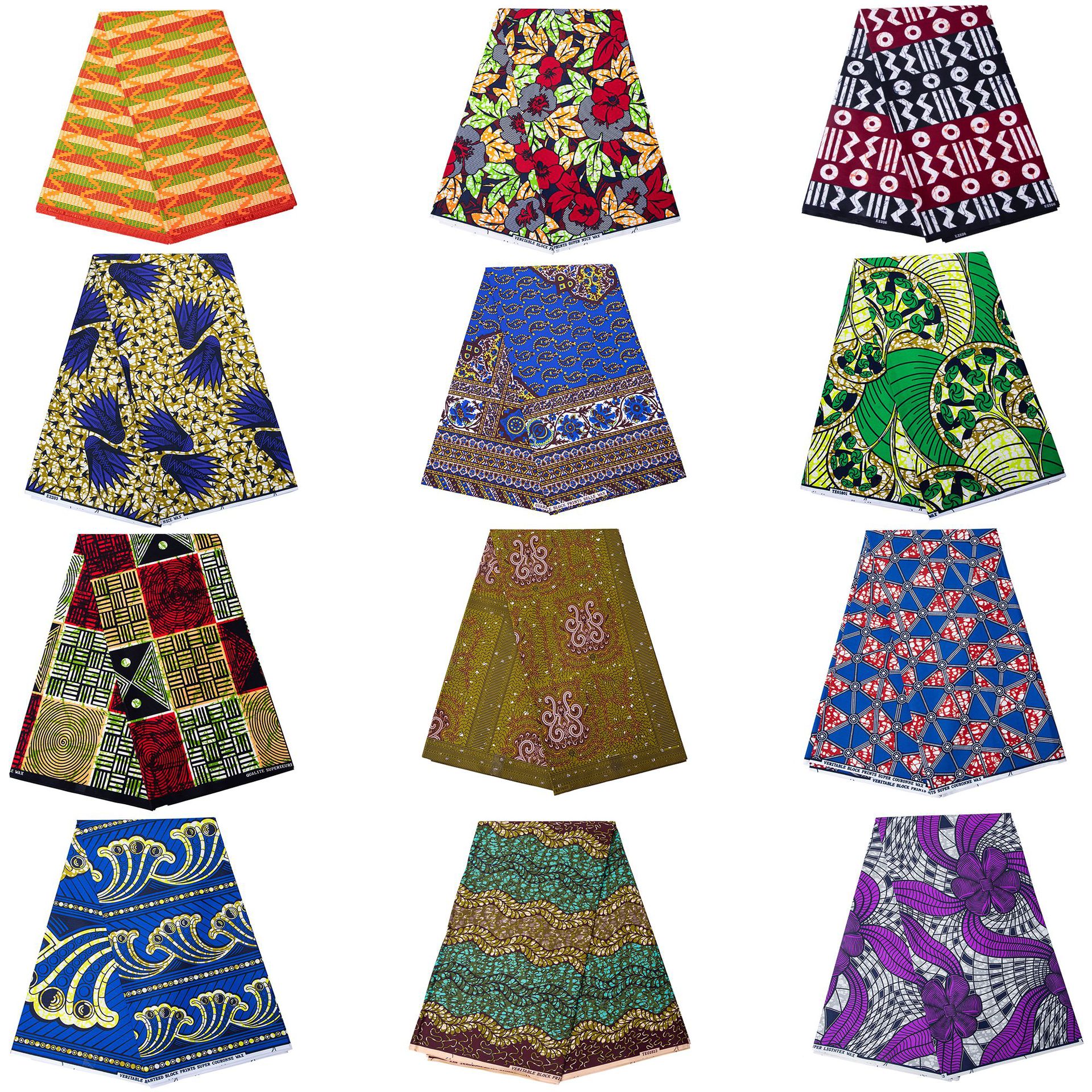 现货代发非洲蜡布双面涤纶几何印花面料african fabric外贸布料