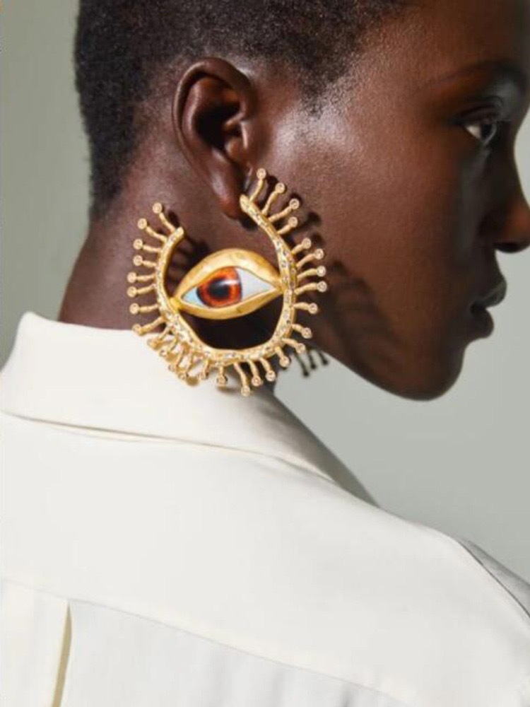 30g Weight Alloy Ear Needle Material 1 Pair Vintage Style Devil's Eye Plating Alloy Drop Earrings