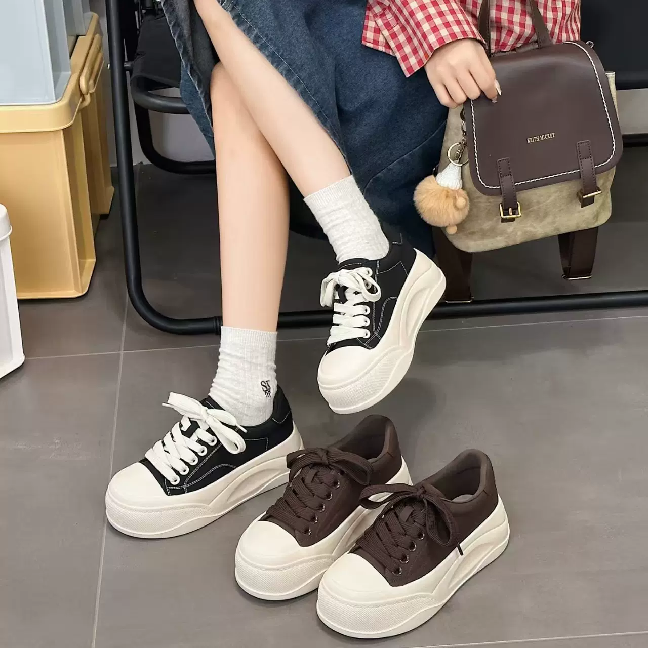 厚底休闲鞋女2025秋季新款真皮百搭运动单鞋舒适软底轻便松糕板鞋