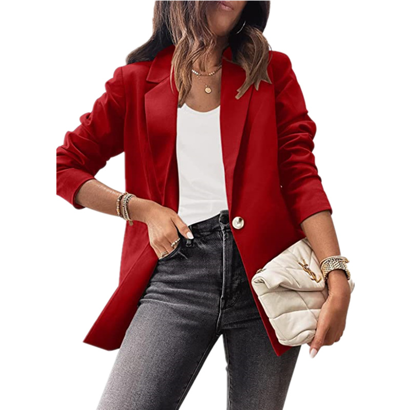 Elegant Solid Color Patchwork Button Polyester Acrylic Single Breasted Blazer Blazer display picture 4