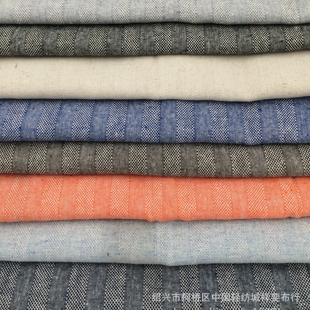 色织提花条纹欧美田园风色织竖条纹布布沙发布抱枕布先染布梭织