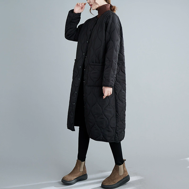 Long down jacket, mid-length, loose fit, plus size