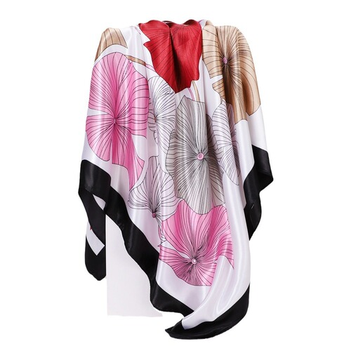 90cm Satin Headscarf, European and American Style Printed Square Scarf for Women, Elegant Artificial Silk Scarf Shawl, Fashionable Silk Scarf Wholesale